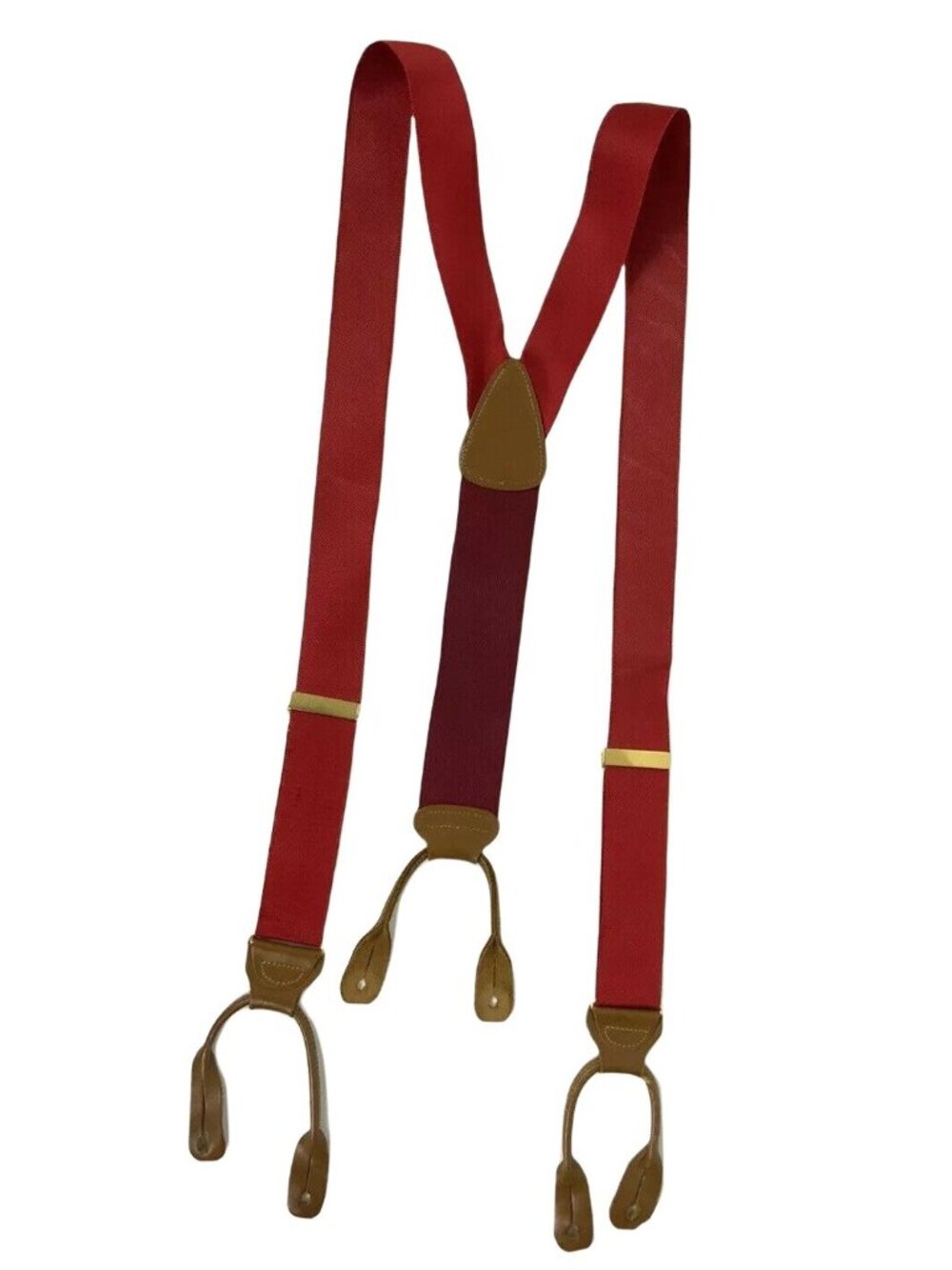 Trafalgar Mens Suspenders Braces Red Webbing and Leather Button Fasteners